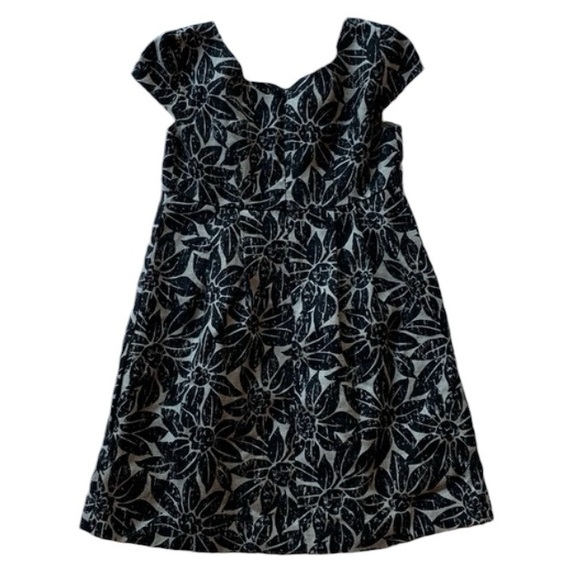 Michael Kors 100% linen cap sleeve mini dress in black and tan size 2P petite - Picture 4 of 15